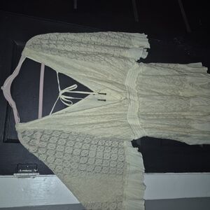 Free People Cream Lace Backless Dress